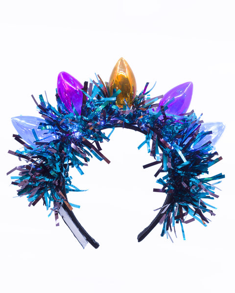 Light Up Bauble Crown Christmas Crown with Teal Tinsel - Ciara Monahan