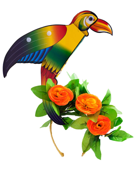 Tropical Festival Parrot Headpiece UV Reactive Flowers - Ciara Monahan