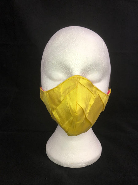 Raw Silk Face Mask with Pineapple Pleats