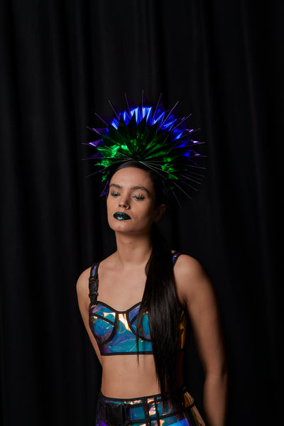 Ciara Monahan-Fold Away Cosmic Peacock Halo Headpiece 