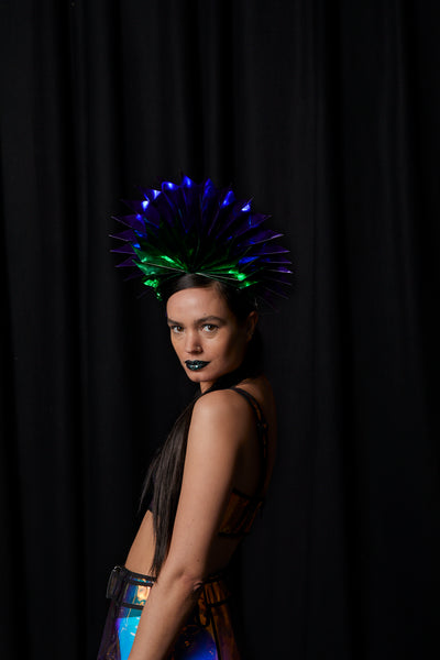 Ciara Monahan-Fold Away Cosmic Peacock Halo Headpiece 