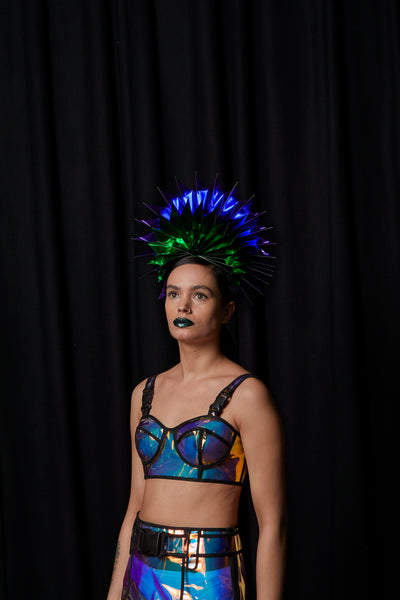 Ciara Monahan-Fold Away Cosmic Peacock Halo Headpiece 