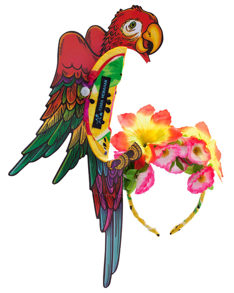 Tropical Festival Parrot Headpiece with Flowers - Ciara Monahan