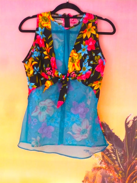 Tropical Floral Festival Fashion Knot Top - Ciara Monahan