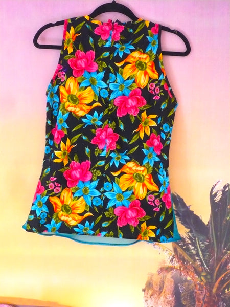 Tropical Floral Festival Fashion Knot Top - Ciara Monahan