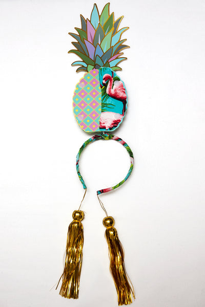 Ciara Monahan - Fold Away Psychedelic Pineapple Headpiece with Gold Tassels