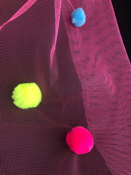 Neon Pom-Pom Bridal Veil