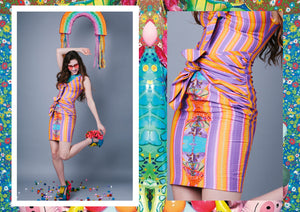 Tropical Festival Fashion Bikini Knot Dress with Stripe Print - Ciara Monahan