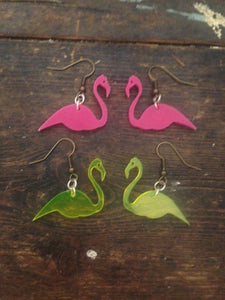 Flamingo Earrings - Neon Perspex - Festival Accessory - Ciara Monahan
