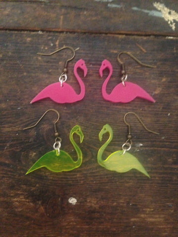 Flamingo Earrings - Neon Perspex - Festival Accessory - Ciara Monahan